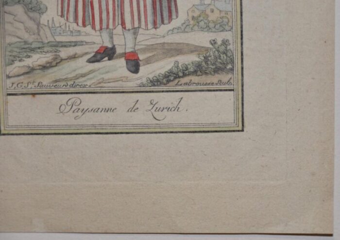 costumes de differents pays paysanne de zurich hand colored engraving 0034