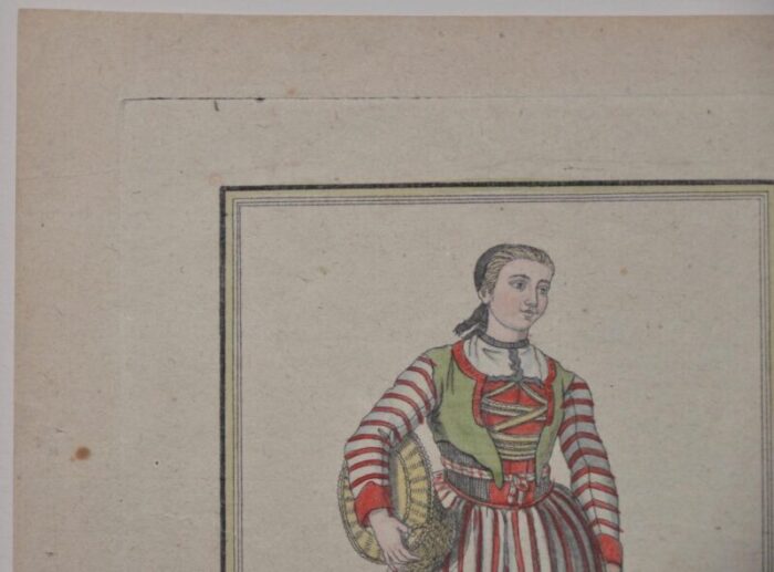 costumes de differents pays paysanne de zurich hand colored engraving 8467