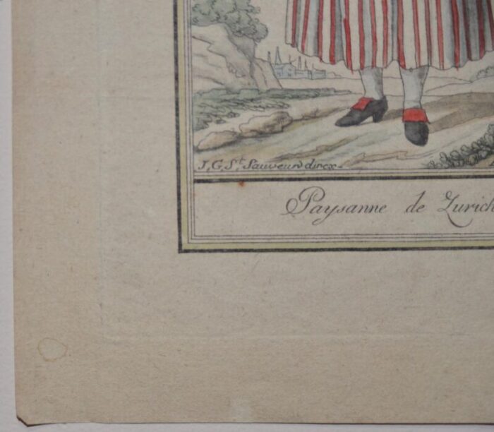 costumes de differents pays paysanne de zurich hand colored engraving 9973