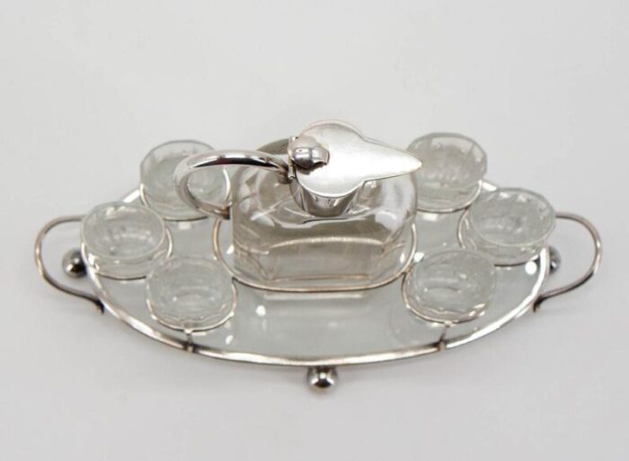 crystal and steel liqueur set set of 8 4916