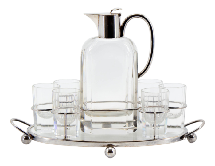 crystal and steel liqueur set set of 8 8215