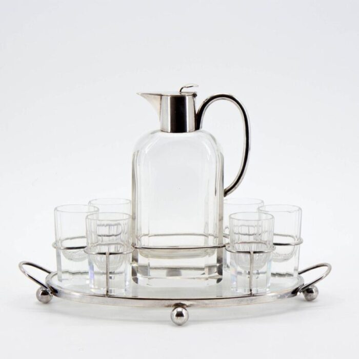 crystal and steel liqueur set set of 8 9788