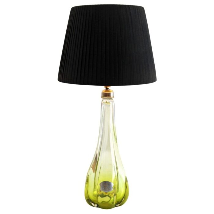 crystal glass twisted light table lamp from val saint lambert 1953 1