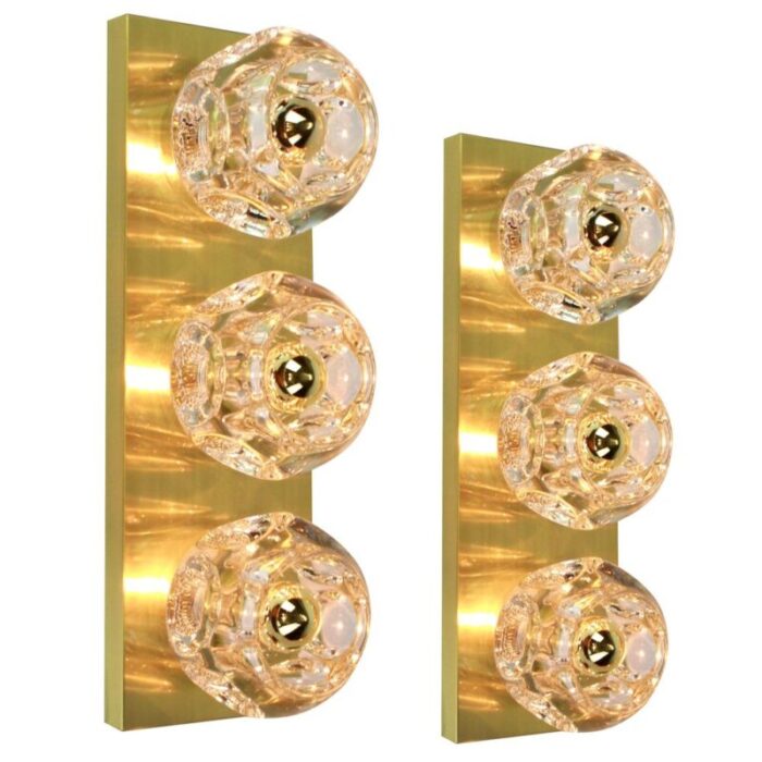 crystal glass wall sconces by gaetano sciolari for peill putzler set of 2 1