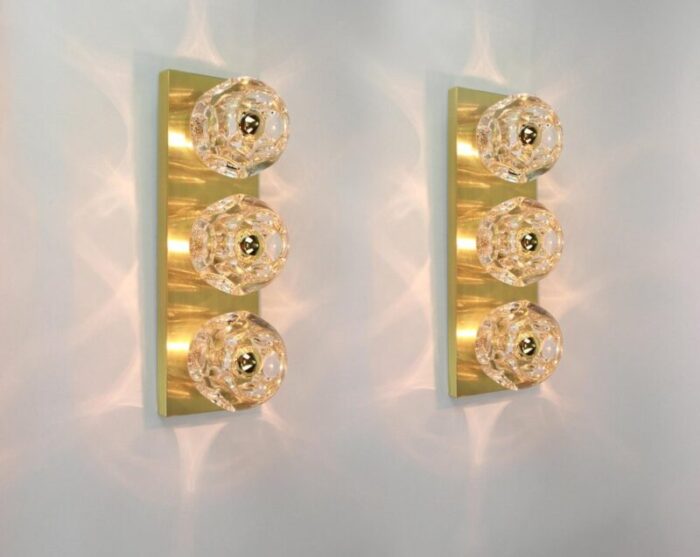 crystal glass wall sconces by gaetano sciolari for peill putzler set of 2 3