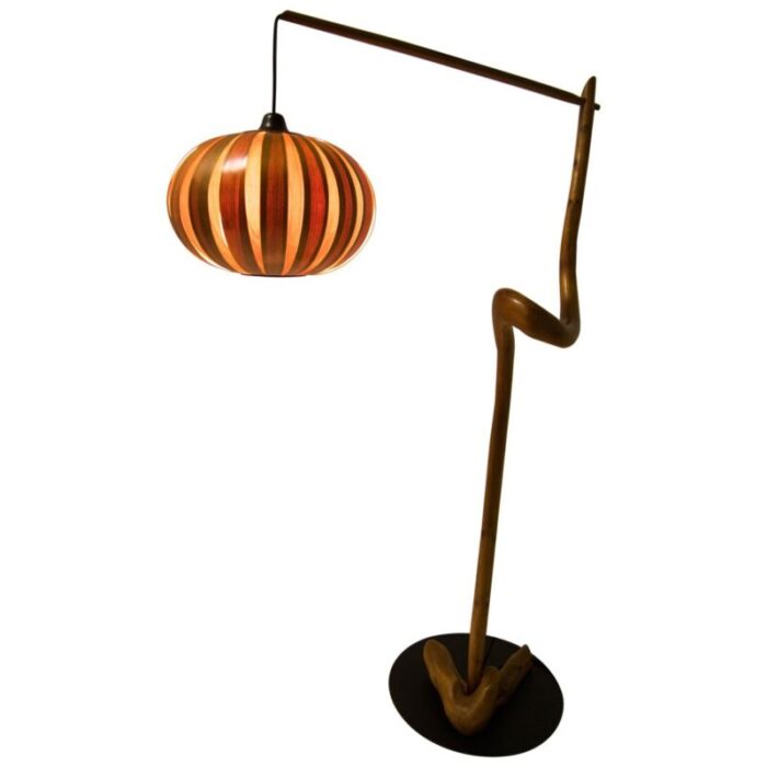 custom made wooden floor lamp 1960s 3