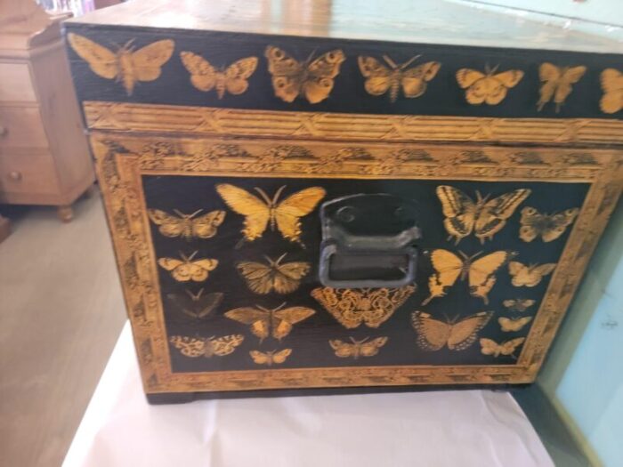 decoupaged antique trunk from southern england 5061