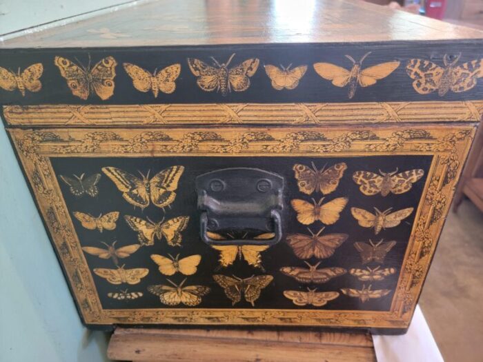 decoupaged antique trunk from southern england 6547