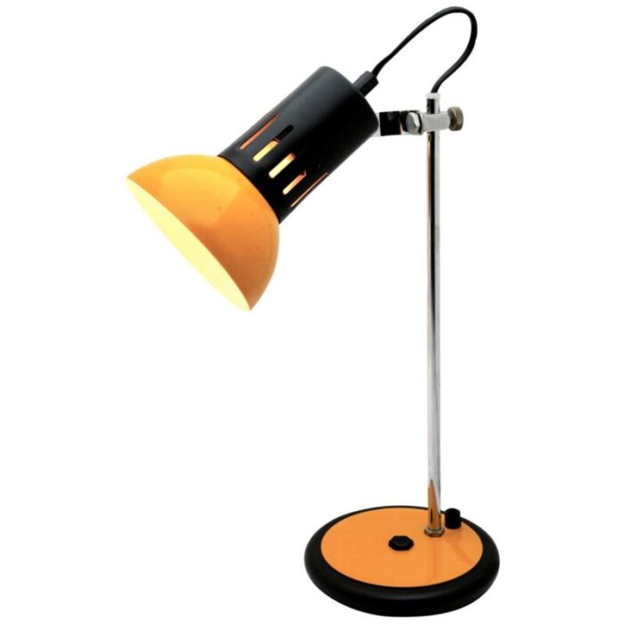 desk lamp in yellow metal and chrome from aluminor france 1970s 3