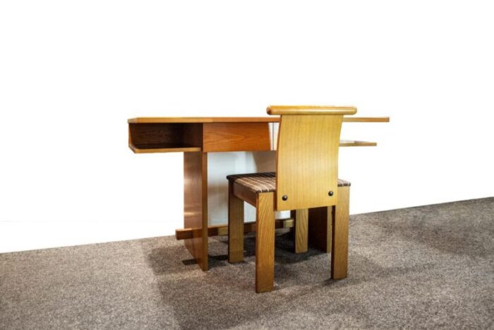 desk with wooden chair italy 1970s set of 2 8925