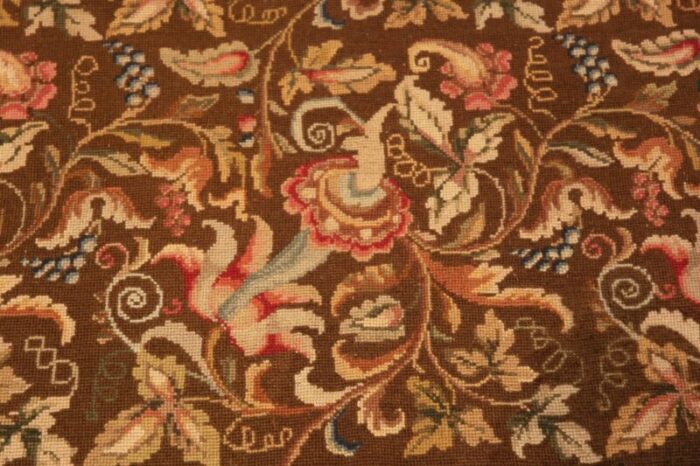 details floral antique english needlepoint rug 3000 nazmiyal master