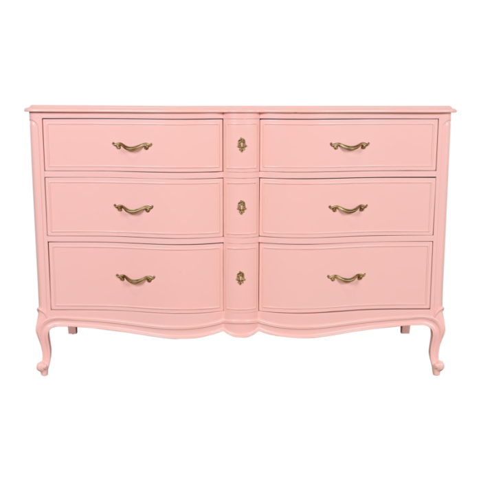 drexel french provincial louis xv pink lacquered dresser newly refinished 4035