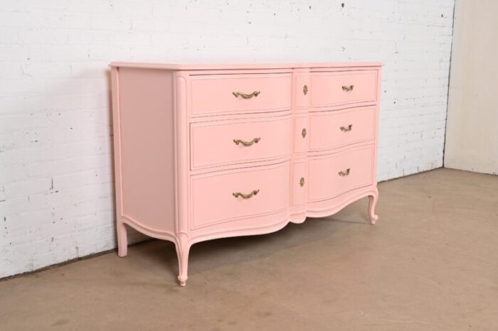 drexel french provincial louis xv pink lacquered dresser newly refinished 4483