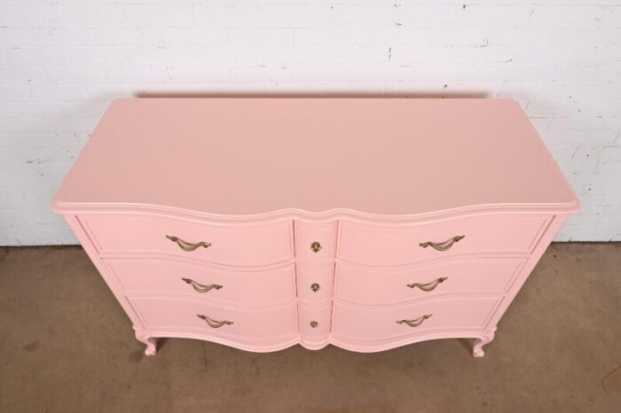 drexel french provincial louis xv pink lacquered dresser newly refinished 5435