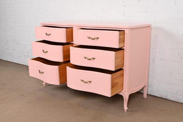 drexel french provincial louis xv pink lacquered dresser newly refinished 6450