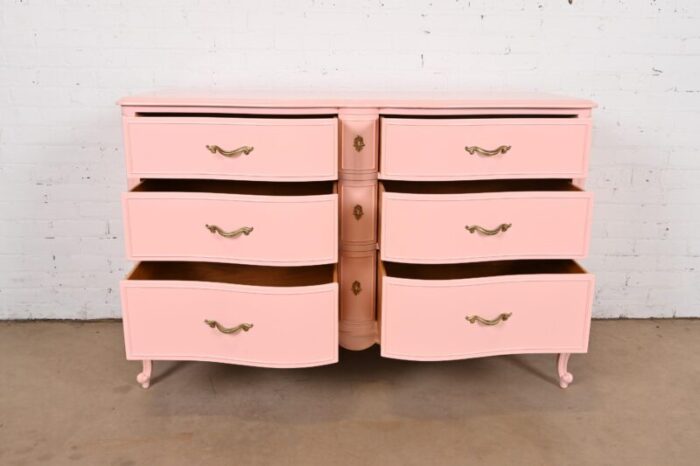 drexel french provincial louis xv pink lacquered dresser newly refinished 6868