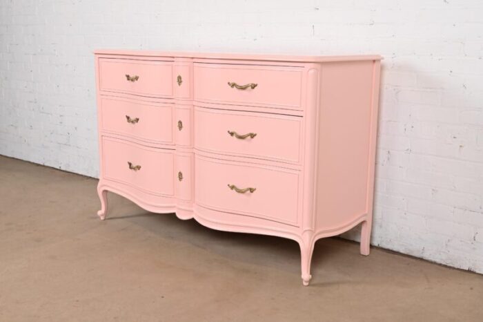 drexel french provincial louis xv pink lacquered dresser newly refinished 8218