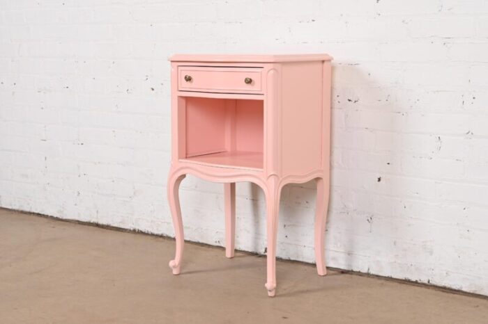 drexel french provincial louis xv pink lacquered nightstand newly refinished 0546