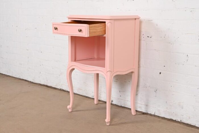 drexel french provincial louis xv pink lacquered nightstand newly refinished 0778