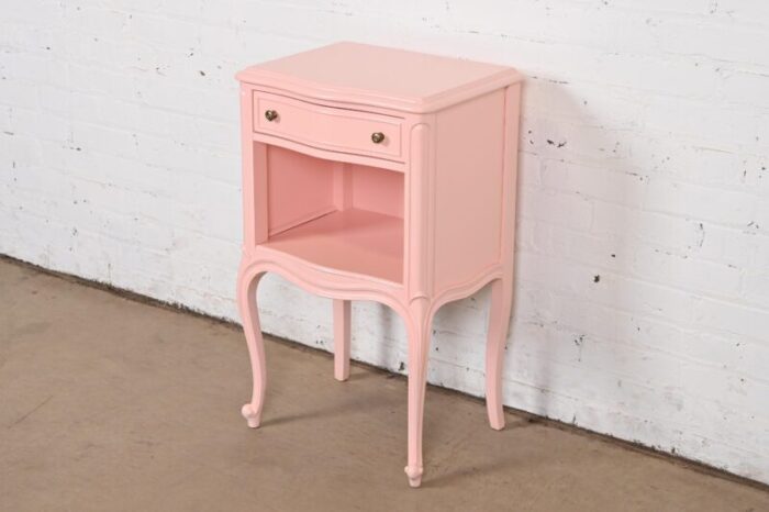 drexel french provincial louis xv pink lacquered nightstand newly refinished 2720