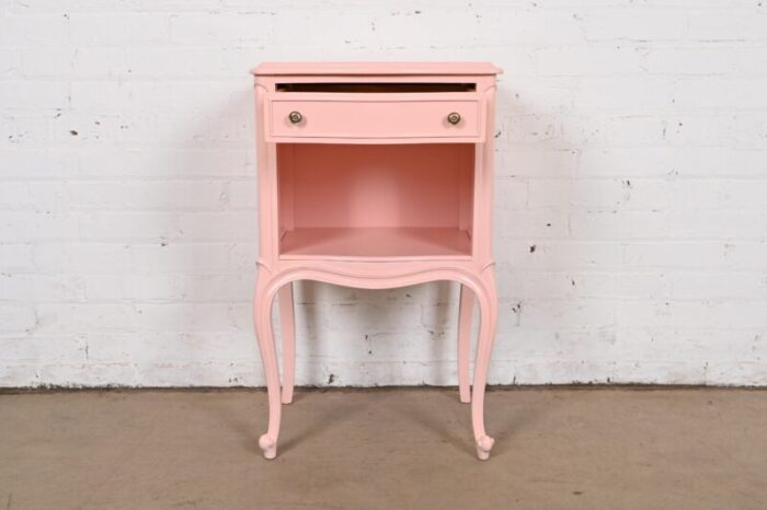 drexel french provincial louis xv pink lacquered nightstand newly refinished 4944