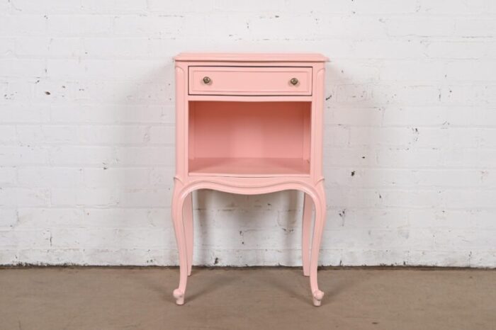 drexel french provincial louis xv pink lacquered nightstand newly refinished 7201