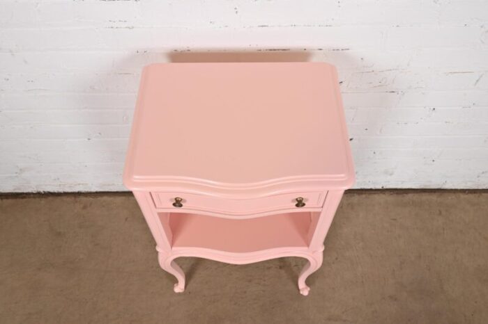 drexel french provincial louis xv pink lacquered nightstand newly refinished 7478