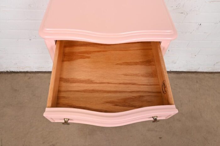 drexel french provincial louis xv pink lacquered nightstand newly refinished 8150