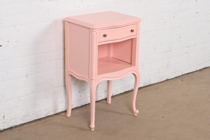 drexel french provincial louis xv pink lacquered nightstand newly refinished 8867