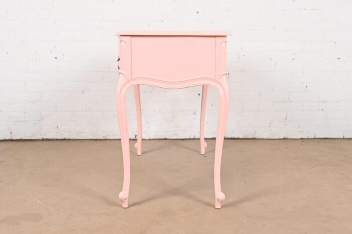 drexel french provincial louis xv pink lacquered vanity with flip up mirror newly refinished 2135