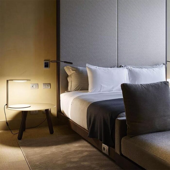 duca table lamp in warm grey metal by nicola gallizia for oluce 2