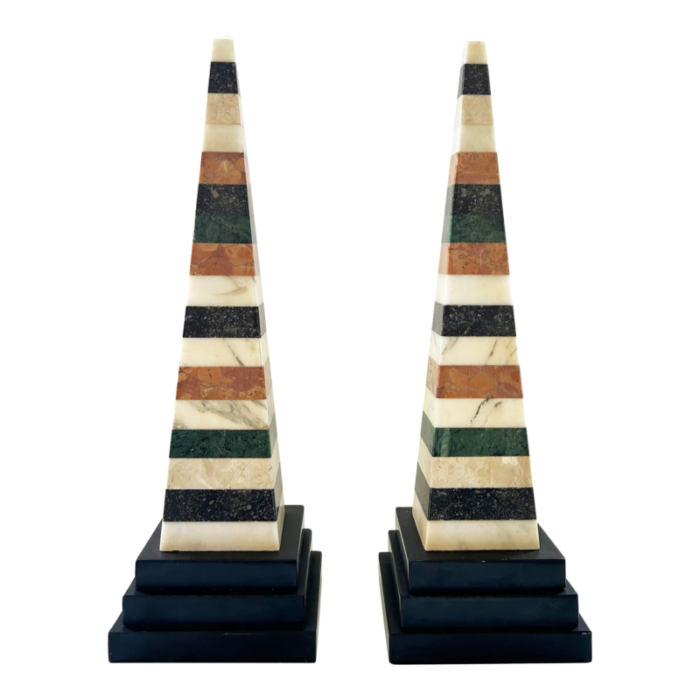 early 1900s grand tour italian specimen marble obelisks a pair 2012