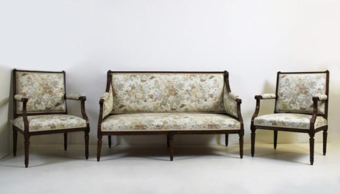 early 19th century sofa and armchair set set of 3 3817