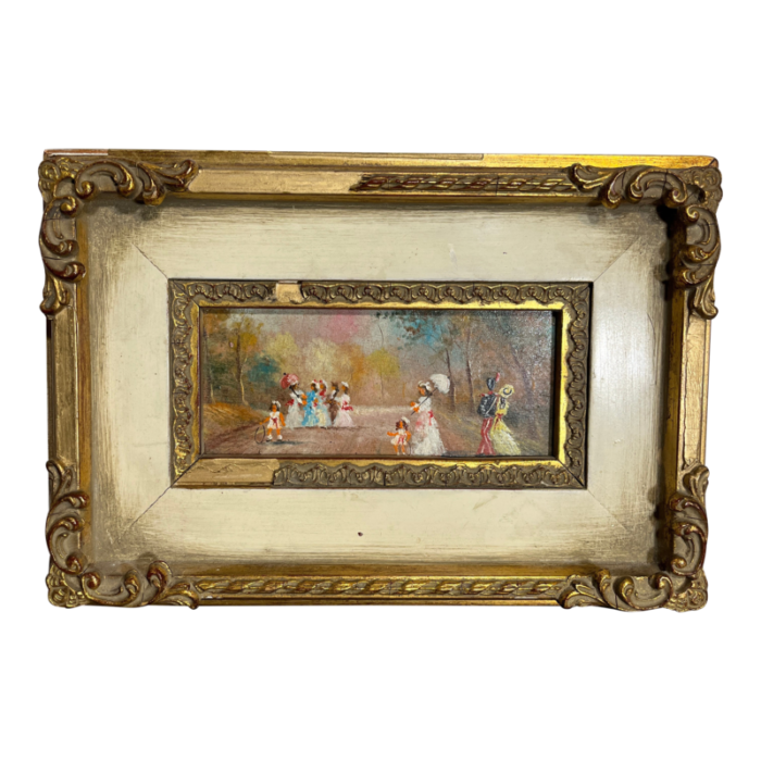 early 20th century antique french style painting framed 3086