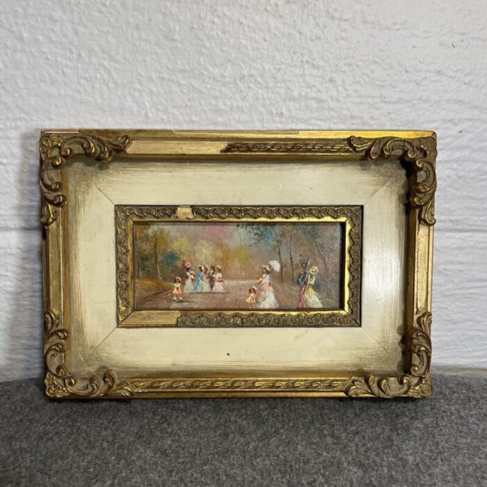 early 20th century antique french style painting framed 3659