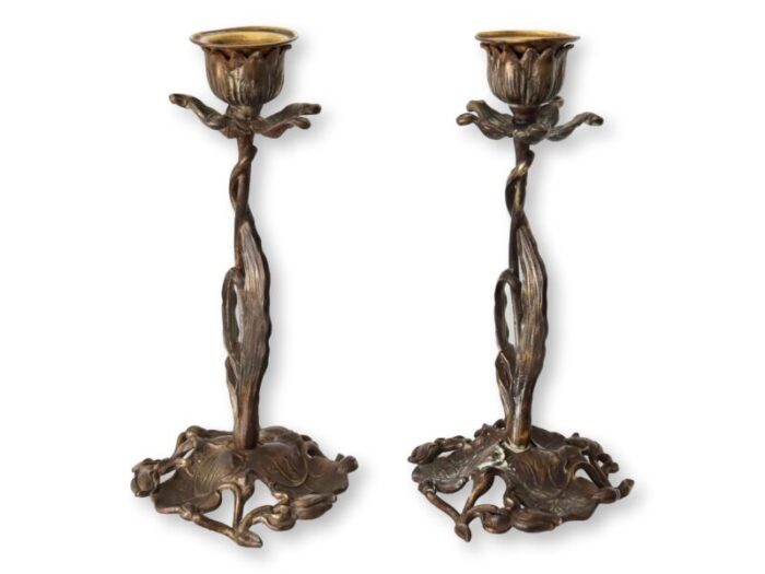 early 20th century french art nouveau candlesticks la belle epoque a pair 2898