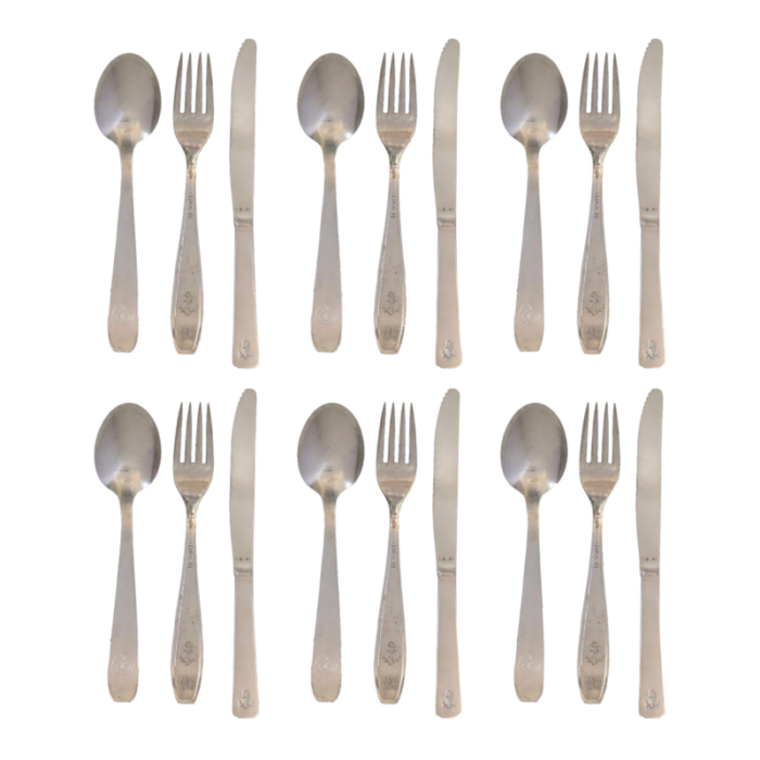 early 20th century french navy military mess cutlery service for six 18 pieces 1669