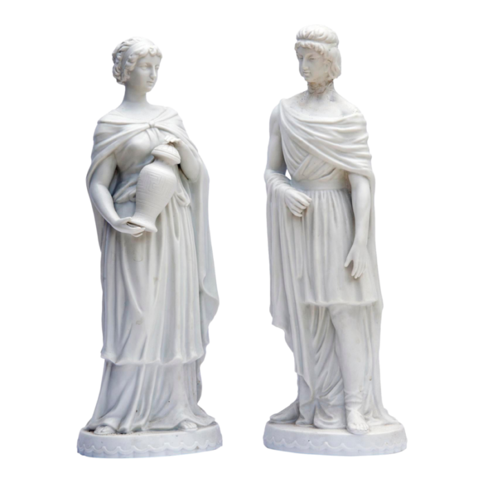 early 20th century german white bisque figurines a pair 3599