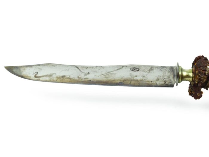 early 20th century handmade large carving kitchen knife with antler handle made by storz sohn in tuttlingen germany 0261