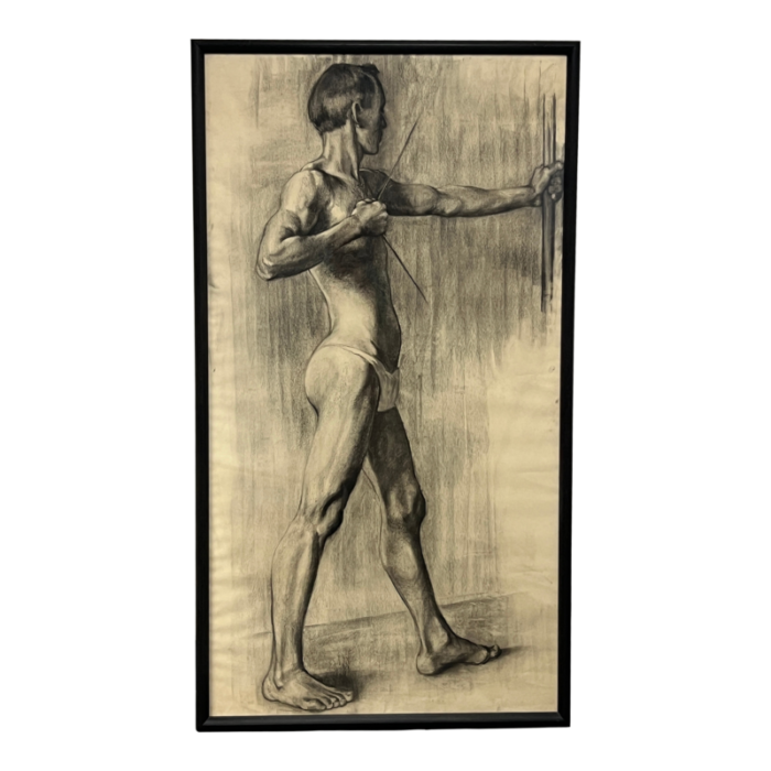 early 20th century oswald grill original sketch life size nude of scholar 4550