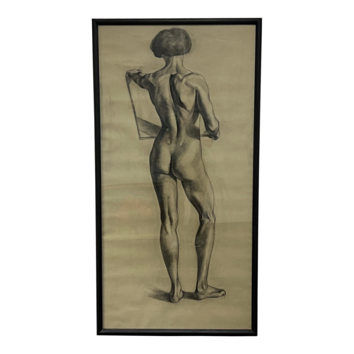 early 20th century oswald grill original sketch life size nude of scholar 5384