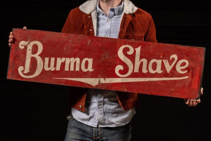 early 20th century wooden burma shave advertising sign 4409