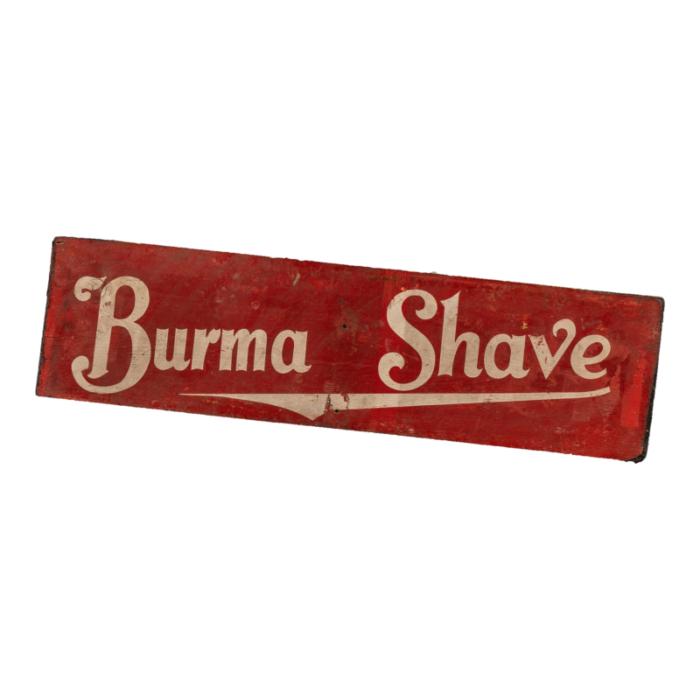 early 20th century wooden burma shave advertising sign 9366