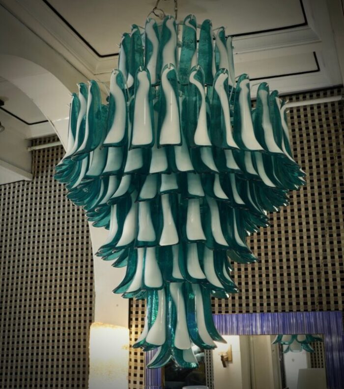 emerald colored chandelier in the style of gruppo luce for la murrina 1970s 1