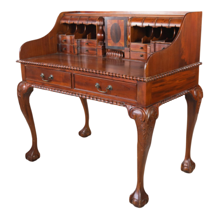 english chippendale style walnut wood secretary desk 0406