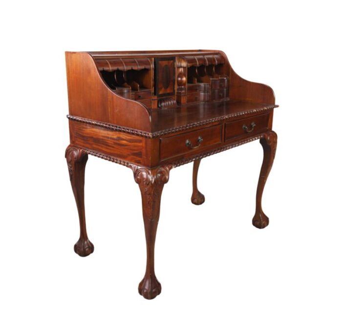 english chippendale style walnut wood secretary desk 6657