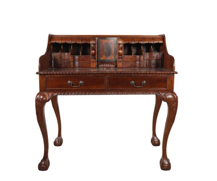 english chippendale style walnut wood secretary desk 7899