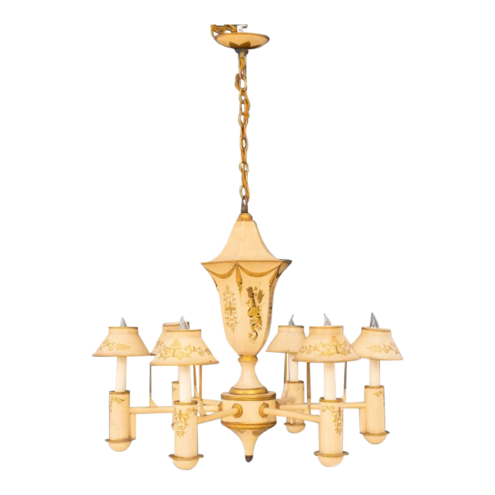 english regency style tole six light chandelier 1491