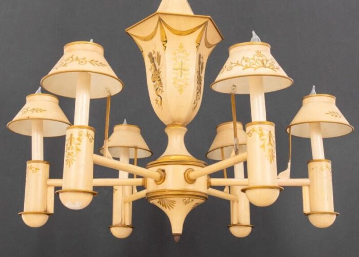 english regency style tole six light chandelier 7519