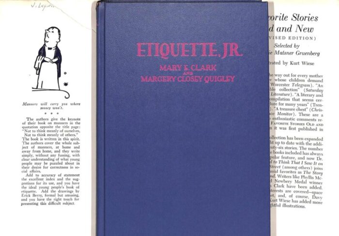 etiquette jr 1939 clark mary e and quigley margery c 4548